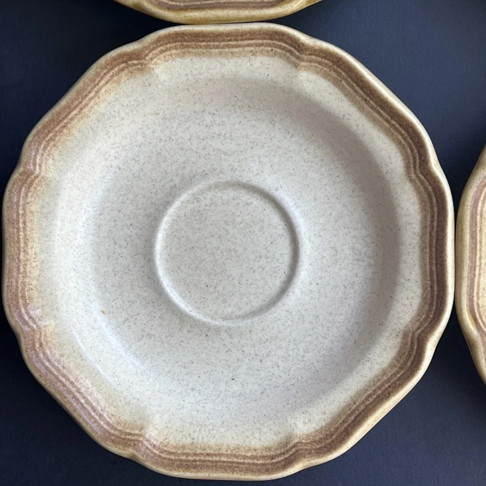VTG Mikasa Whole Wheat E8000 Saucers Set of 4 Japan Stoneware EUC Unused